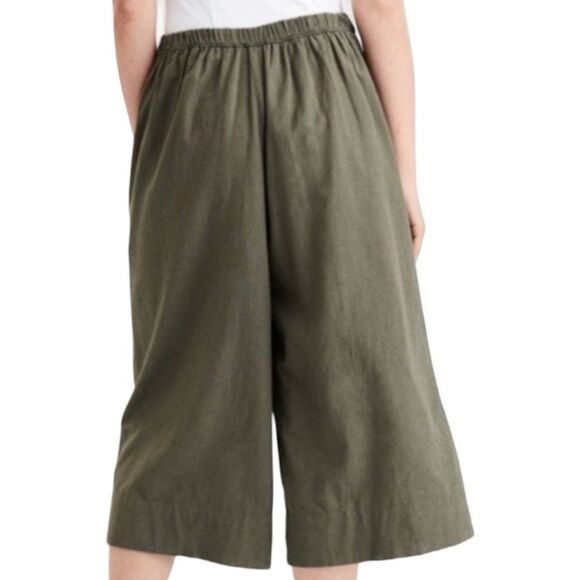 American Eagle Crop Wide Leg Pants Womens Small Green Pull-On Linen Blend - Picture 4 of 13